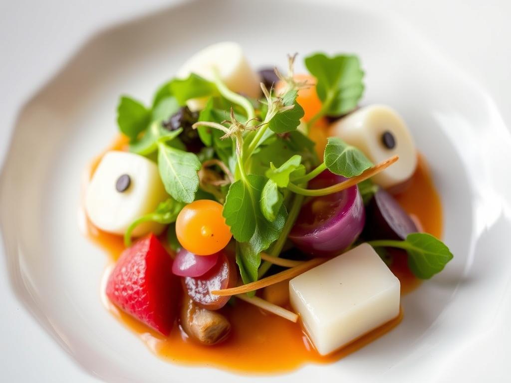 Elegant vegan side salad with unique ingredients