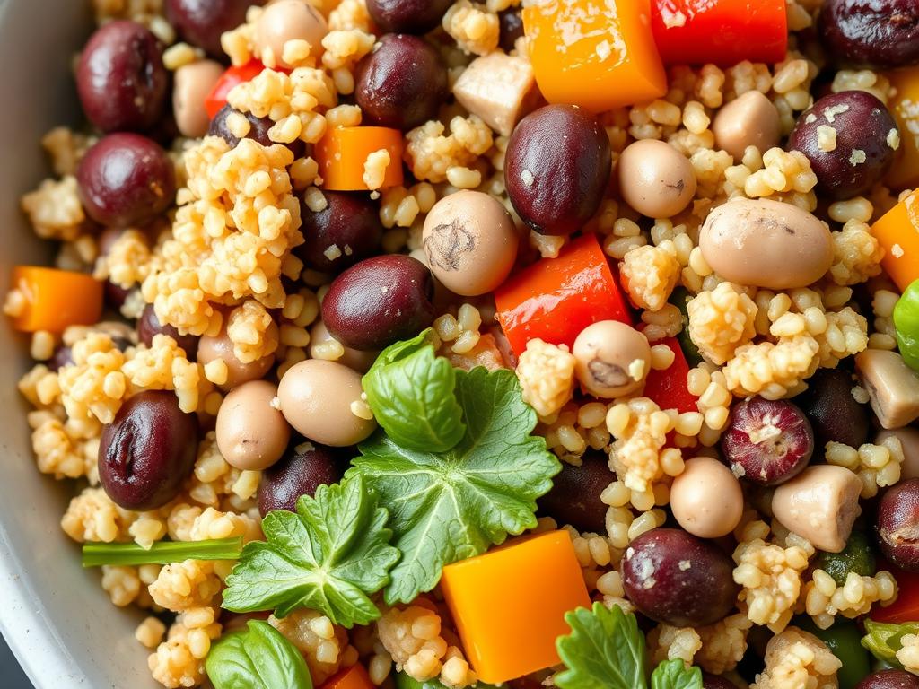 Protein-rich vegan bean salad with quinoa