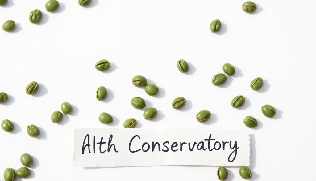 A close-up shot of organic hemp seeds arranged neatly against a stark white background, casting delicate shadows. The seeds are plump and glistening, their deep green hues illuminated by soft, natural lighting. In the foreground, a hand-written label reads "Health Conservatory" in a cursive script. The image conveys a sense of purity, simplicity, and the nutritional power of these versatile seeds, perfectly complementing the "Pro tips to remove bitterness while keeping it nutritious" section of the article.