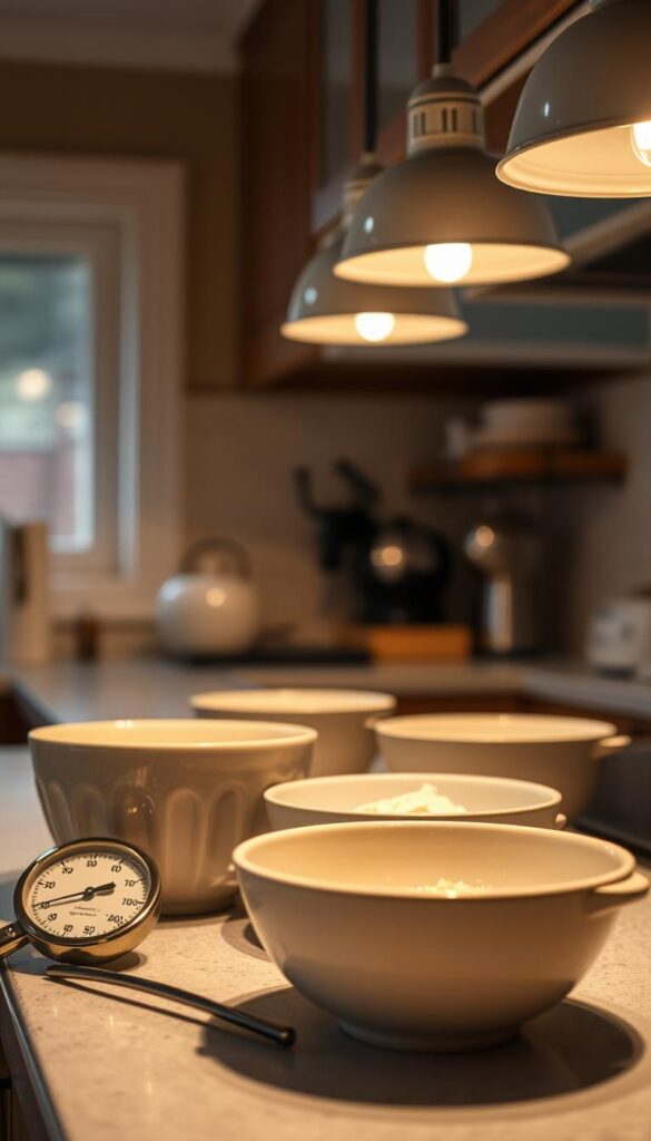 A cozy kitchen countertop, bathed in soft, diffuse lighting from overhead fixtures. Precisely measured ingredients sit in vintage ceramic bowls, their textures and colors reflecting the warmth of the room. An analog thermometer rests nearby, its mercury column hovering at the perfect temperature for baking. The air is filled with the comforting aroma of freshly creamed butter and sugar. This tranquil scene evokes the serene, unhurried process of preparing delectable vegan treats, ready to be transformed into delightful Halloween confections. A cozy kitchen countertop, bathed in soft, diffuse lighting from overhead fixtures. Precisely measured ingredients sit in vintage ceramic bowls, their textures and colors reflecting the warmth of the room. An analog thermometer rests nearby, its mercury column hovering at the perfect temperature for baking. The air is filled with the comforting aroma of freshly creamed butter and sugar. This tranquil scene evokes the serene, unhurried process of preparing delectable vegan treats, ready to be transformed into delightful Halloween confections.